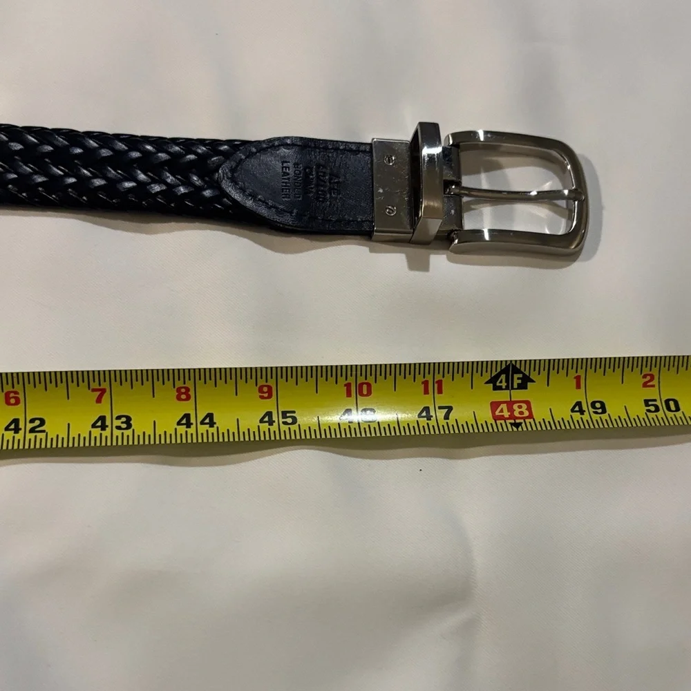 Men's Black Braided Bonded Leather Belt